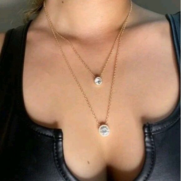 Boho gold double Layered rhinestone pendant casual necklace 💖2 /$30 - Picture 6 of 8